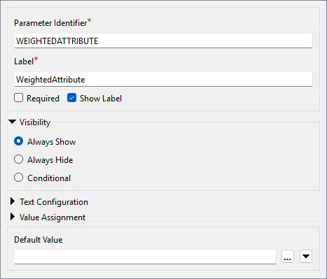 Configuring the WeightedAttribute user parameter.